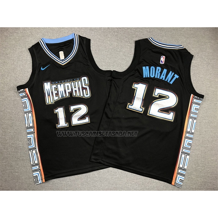 Camiseta Ja Morant NO 12 Nino Memphis Grizzlies Ciudad 2022-23 Negro